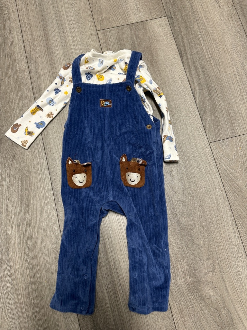 Baby Starters Navy Blue Corduroy Pony Pocket Overalls